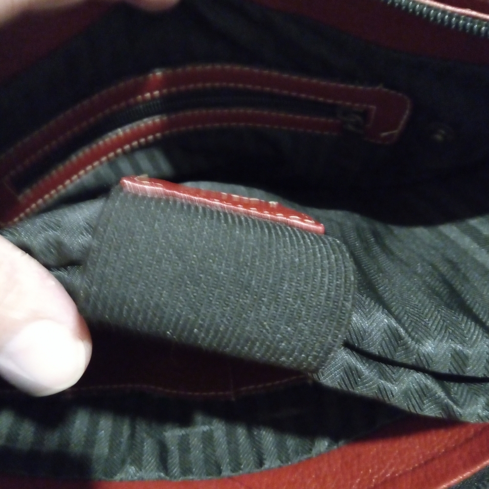 ClareChase Maroon Leather Computer Bag with Buckle Detail - Picture 5 of 12